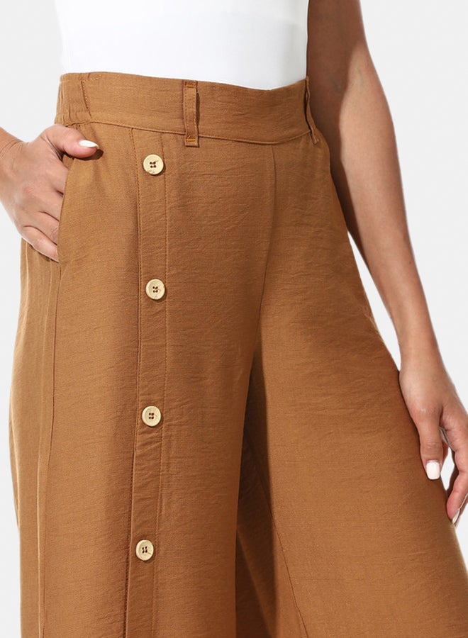Azul Buttons On One Leg Lenin Pants - Image 3